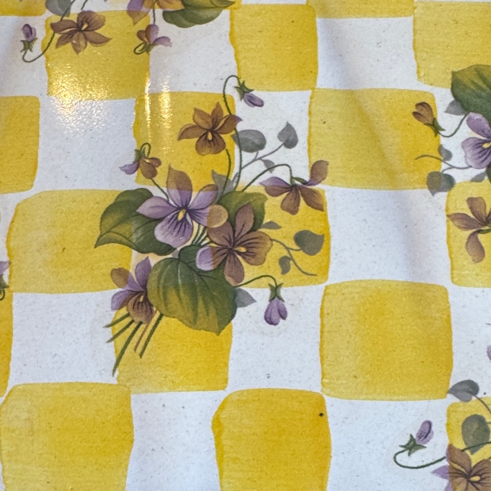 MacKenzie-Childs Yellow Checkered Floral Tile - Picture 2 of 5